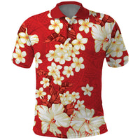 Hawaii Hibiscus Plumeria Red Polo Shirt Polynesian Pattern LT01 Red - Polynesian Pride