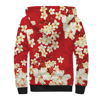 Hawaii Hibiscus Plumeria Red Sherpa Hoodie Polynesian Pattern LT01 - Polynesian Pride