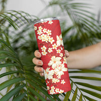 Hawaii Hibiscus Plumeria Red Skinny Tumbler Polynesian Pattern LT01 - Polynesian Pride