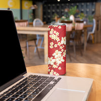 Hawaii Hibiscus Plumeria Red Skinny Tumbler Polynesian Pattern LT01 - Polynesian Pride