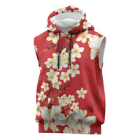Hawaii Hibiscus Plumeria Red Sleeveless Hoodie Polynesian Pattern LT01 Red - Polynesian Pride