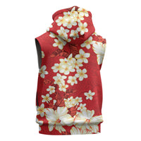 Hawaii Hibiscus Plumeria Red Sleeveless Hoodie Polynesian Pattern LT01 - Polynesian Pride
