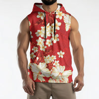 Hawaii Hibiscus Plumeria Red Sleeveless Hoodie Polynesian Pattern LT01 - Polynesian Pride