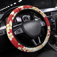 Hawaii Hibiscus Plumeria Red Steering Wheel Cover Polynesian Pattern LT01 Universal Fit Red - Polynesian Pride
