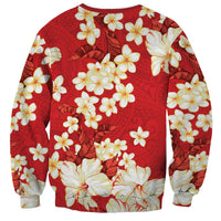 Hawaii Hibiscus Plumeria Red Sweatshirt Polynesian Pattern LT01 - Polynesian Pride