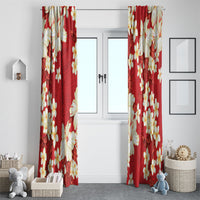 Hawaii Hibiscus Plumeria Red Window Curtain Polynesian Pattern LT01 - Polynesian Pride