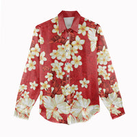 Hawaii Hibiscus Plumeria Red Women Casual Shirt Polynesian Pattern LT01 - Polynesian Pride