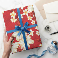 Hawaii Hibiscus Plumeria Red Wrapping Paper Polynesian Pattern LT01 - Polynesian Pride