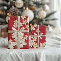 Hawaii Hibiscus Plumeria Red Wrapping Paper Polynesian Pattern LT01 - Polynesian Pride