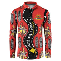Papua New Guinea 50th Independence Button Sweatshirt PNG Batik Pattern LT01 Red - Polynesian Pride