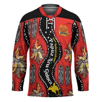 Papua New Guinea 50th Independence Hockey Jersey PNG Batik Pattern LT01 Unisex Red - Polynesian Pride