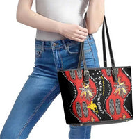Papua New Guinea 50th Independence Leather Tote Bag PNG Batik Pattern - Polynesian Pride