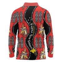 Papua New Guinea 50th Independence Long Sleeve Polo Shirt PNG Batik Pattern LT01 - Polynesian Pride