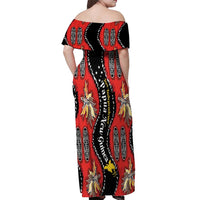 Papua New Guinea 50th Independence Off Shoulder Maxi Dress PNG Batik Pattern LT01 - Polynesian Pride
