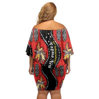 Papua New Guinea 50th Independence Off Shoulder Short Dress PNG Batik Pattern LT01 - Polynesian Pride