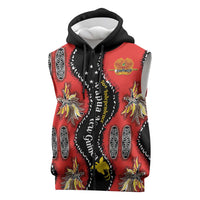 Papua New Guinea 50th Independence Sleeveless Zip Hoodie PNG Batik Pattern LT01 Red - Polynesian Pride