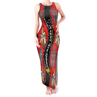 Papua New Guinea 50th Independence Tank Maxi Dress PNG Batik Pattern LT01 Women Red - Polynesian Pride