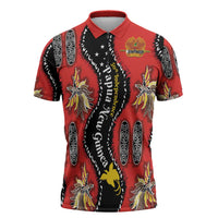 Papua New Guinea 50th Independence Zipper Polo Shirt PNG Batik Pattern - Polynesian Pride