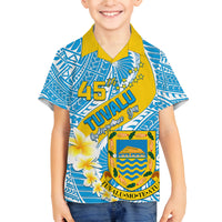 personalised-tuvalu-independence-day-family-matching-long-sleeve-bodycon-dress-and-hawaiian-shirt-plumeria-45th-anniversary