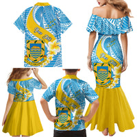 personalised-tuvalu-independence-day-family-matching-mermaid-dress-and-hawaiian-shirt-plumeria-45th-anniversary