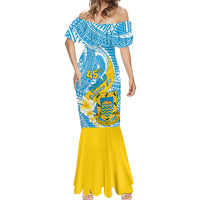 Personalised Tuvalu Independence Day Mermaid Dress Plumeria 45th Anniversary LT01 - Polynesian Pride