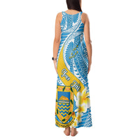 Personalised Tuvalu Independence Day Tank Maxi Dress Plumeria 45th Anniversary LT01 - Polynesian Pride