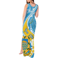 Personalised Tuvalu Independence Day Tank Maxi Dress Plumeria 45th Anniversary LT01 - Polynesian Pride