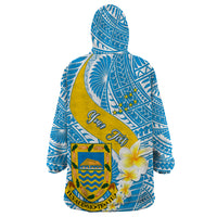 Personalised Tuvalu Independence Day Wearable Blanket Hoodie Plumeria 45th Anniversary LT01 - Polynesian Pride