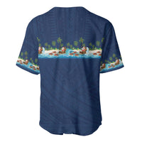 Hawaii Santa Riding Sea Turtle Baseball Jersey Mele Kalikimaka Polynesian Pattern LT01 - Polynesian Pride
