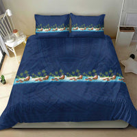 Hawaii Santa Riding Sea Turtle Bedding Set Mele Kalikimaka Polynesian Pattern - Polynesian Pride