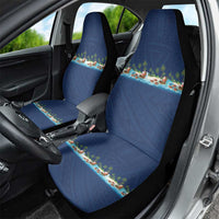 Hawaii Santa Riding Sea Turtle Car Seat Cover Mele Kalikimaka Polynesian Pattern - Polynesian Pride