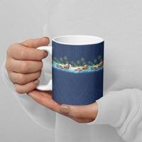 Hawaii Santa Riding Sea Turtle Ceramic Mug Mele Kalikimaka Polynesian Pattern LT01 - Polynesian Pride