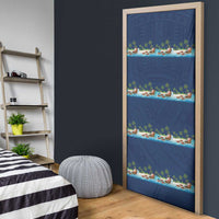 Hawaii Santa Riding Sea Turtle Door Cover Mele Kalikimaka Polynesian Pattern LT01 - Polynesian Pride
