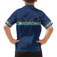 Hawaii Santa Riding Sea Turtle Family Matching Long Sleeve Bodycon Dress and Hawaiian Shirt Mele Kalikimaka Polynesian Pattern - Polynesian Pride