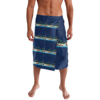 Hawaii Santa Riding Sea Turtle Lavalava Mele Kalikimaka Polynesian Pattern LT01 Blue - Polynesian Pride