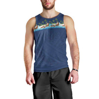 Hawaii Santa Riding Sea Turtle Men Tank Top Mele Kalikimaka Polynesian Pattern LT01 - Polynesian Pride