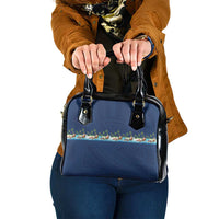 Hawaii Santa Riding Sea Turtle Shoulder Handbag Mele Kalikimaka Polynesian Pattern LT01 One Size Blue - Polynesian Pride