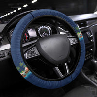 Hawaii Santa Riding Sea Turtle Steering Wheel Cover Mele Kalikimaka Polynesian Pattern - Polynesian Pride