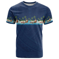 Hawaii Santa Riding Sea Turtle T Shirt Mele Kalikimaka Polynesian Pattern - Polynesian Pride