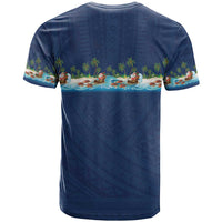 Hawaii Santa Riding Sea Turtle T Shirt Mele Kalikimaka Polynesian Pattern LT01 - Polynesian Pride