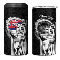 Personalized Hawaii King Kamehameha 4 in 1 Can Cooler Tumbler Flag Polynesian Pattern LT01 One Size: 16 oz Black - Polynesian Pride