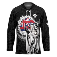 Personalized Hawaii King Kamehameha Hockey Jersey Flag Polynesian Pattern LT01 Unisex Black - Polynesian Pride
