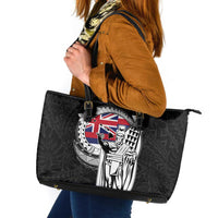 Hawaii King Kamehameha Leather Tote Bag Flag Polynesian Pattern LT01 Black - Polynesian Pride