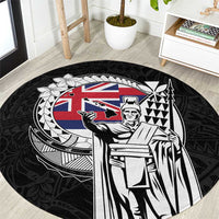 Hawaii King Kamehameha Round Carpet Flag Polynesian Pattern LT01 Black - Polynesian Pride