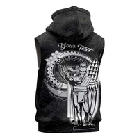 Personalized Hawaii King Kamehameha Sleeveless Hoodie Flag Polynesian Pattern LT01 - Polynesian Pride