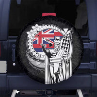 Hawaii King Kamehameha Spare Tire Cover Flag Polynesian Pattern LT01 No hole Black - Polynesian Pride