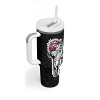 Personalized Hawaii King Kamehameha Tumbler With Handle Flag Polynesian Pattern LT01 - Polynesian Pride