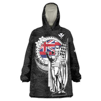 Personalized Hawaii King Kamehameha Wearable Blanket Hoodie Flag Polynesian Pattern LT01 One Size Black - Polynesian Pride