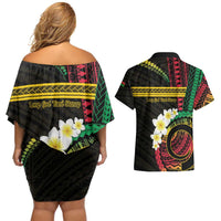 Vanuatu Independence Day Couples Matching Off Shoulder Short Dress and Hawaiian Shirt Yumi 46th Hapi Indipendens Dei LT01 - Polynesian Pride