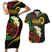 Vanuatu Independence Day Couples Matching Short Sleeve Bodycon Dress and Hawaiian Shirt Yumi 46th Hapi Indipendens Dei LT01 Black - Polynesian Pride